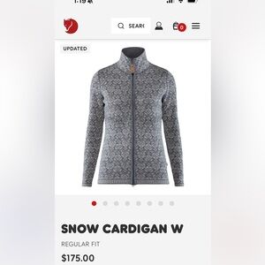 Fjallraven Snow Cardigan W Full-Zip Gray Patterned Sweater Sz XS